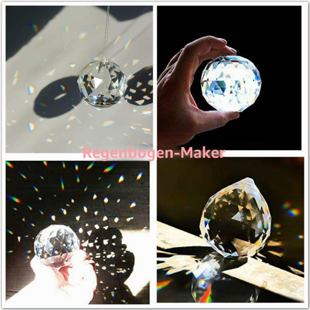 Adwikoso 1Pcs 80mm Kristallkugel Prisma Anhänger Glas Kronleuchter Hängende Anhänger Feng Shui Sonne