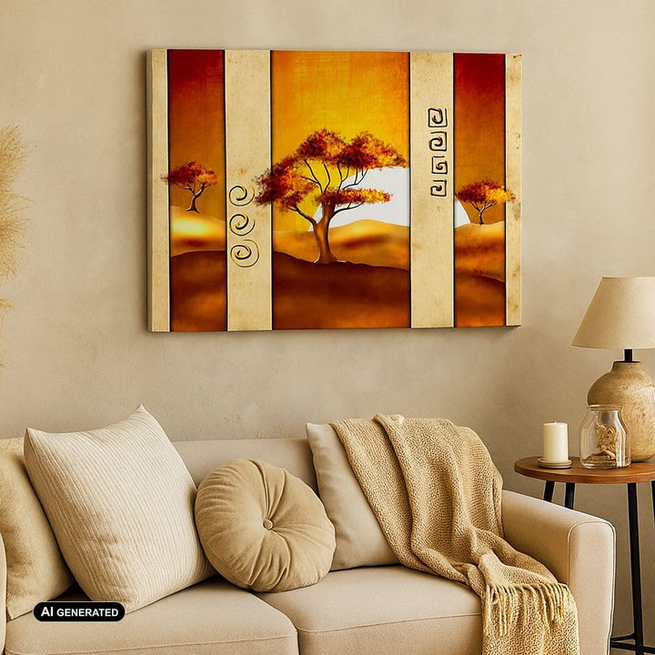 Bilder auf Leinwand 100x70cm Leinwandbild Modern baum savanne wüste Gross Wanddeko Bild Schlafzimmer
