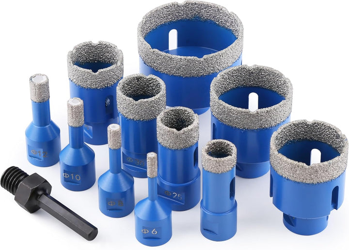 12 Stück/Satz Diamant Fliesenbohrer Set, 6–68mm M14 Gewinde Vakuumgelöteter Diamantbohrer Set mit 3/