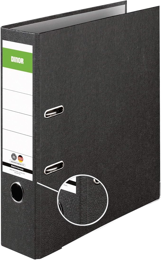 Original DINOR Ordner-Wolkenmarmor-Recycling - Made in Germany. 8 cm breit DIN A4 schwarz Aktenordne