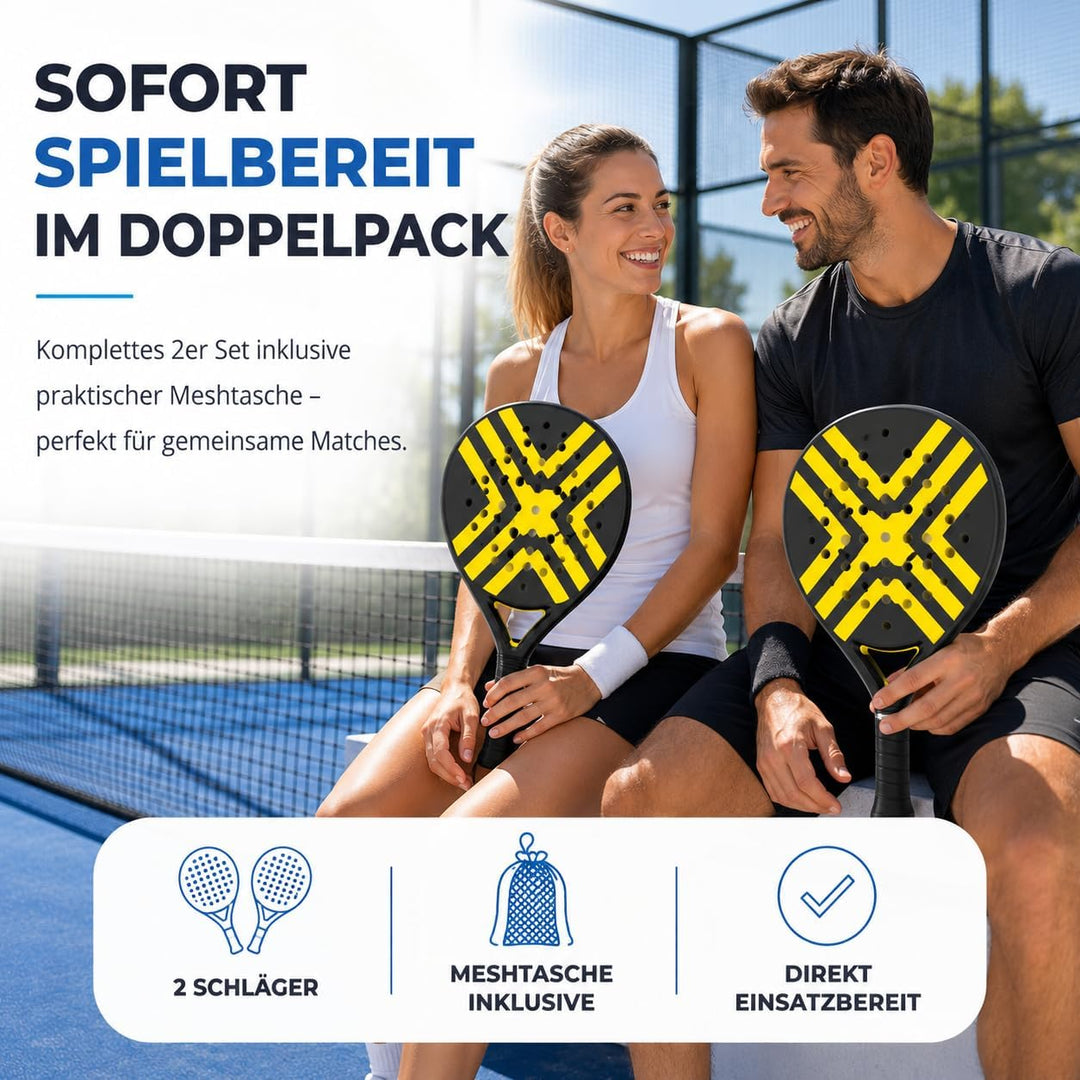 Padel Schläger Erwachsene Profi Racket Padelschläger Set mit Meshtasche Tennis Schläger für Anfänger