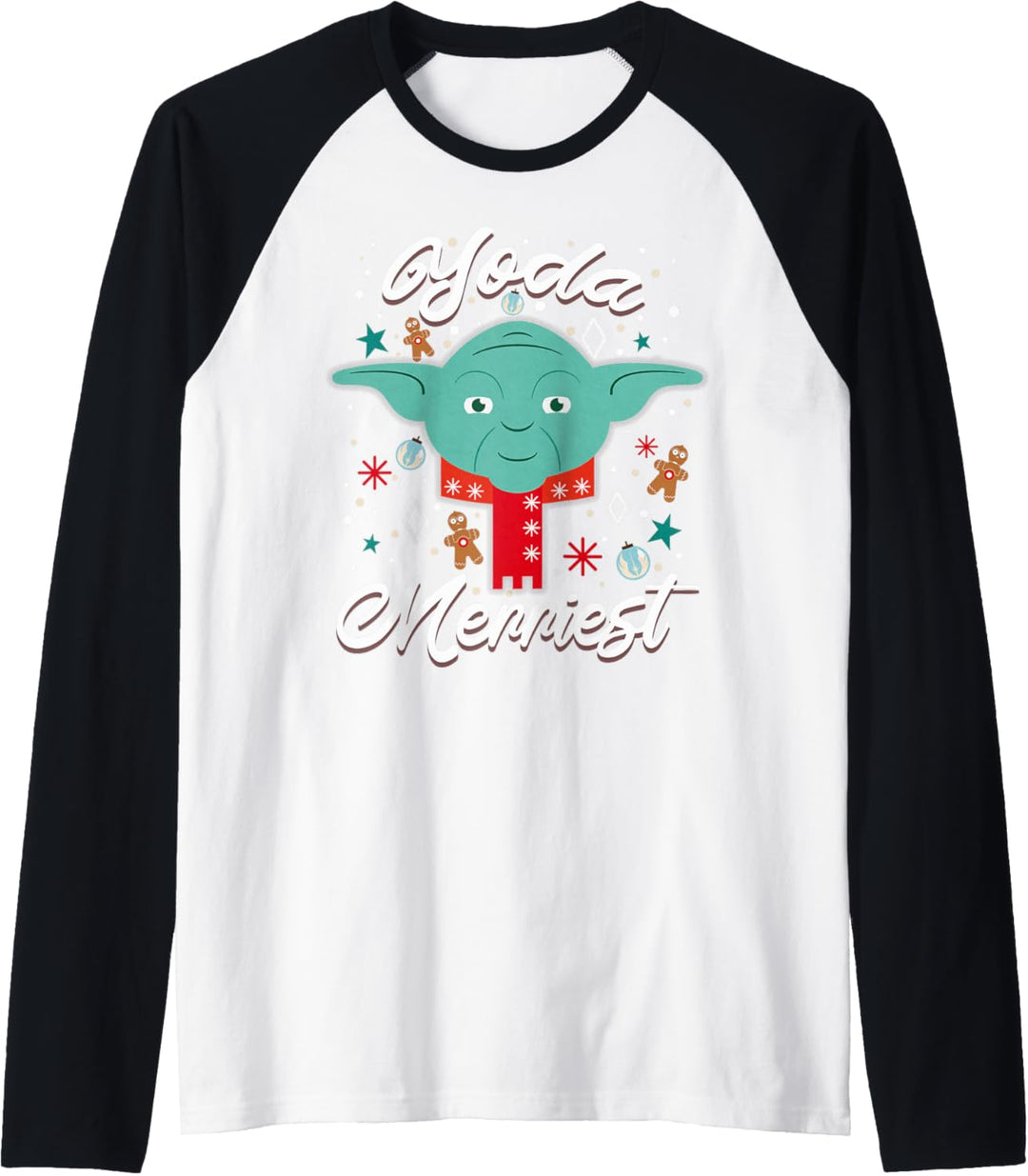 Star Wars Christmas Yoda Merriest Portrait Raglan