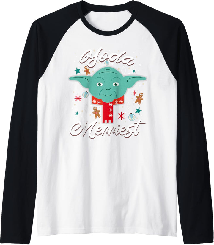 Star Wars Christmas Yoda Merriest Portrait Raglan