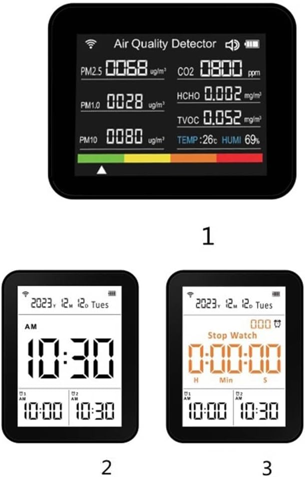 13 In 1 Luftqualität Monitor CO2 Meter Temperatur & Luftfeuchtigkeit Tester TVOC PM2.5 weiss, weiss