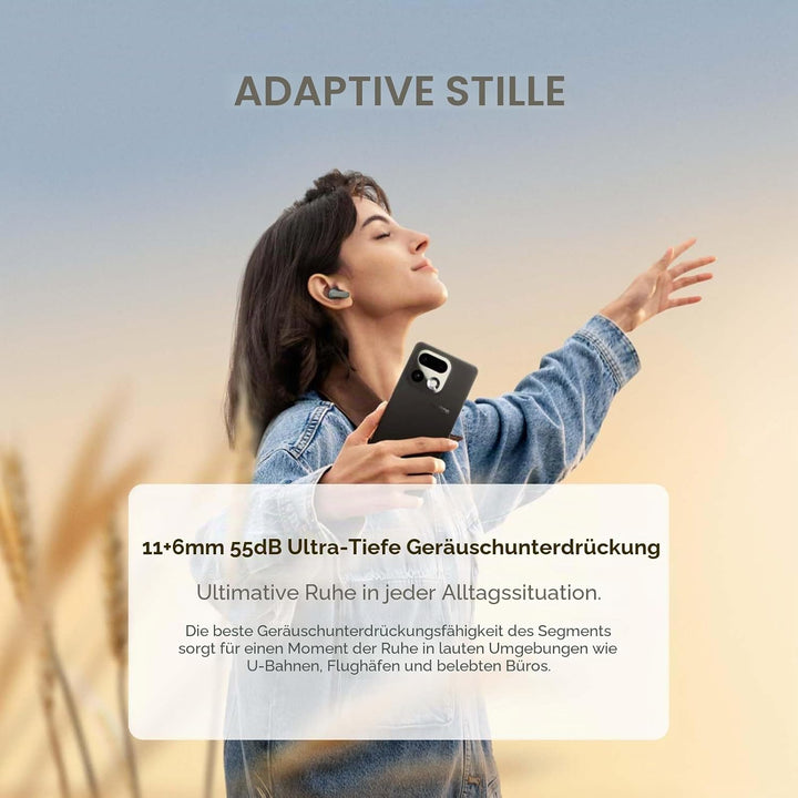 realme Buds Air 8 Kopfhörer, 11 + 6 mm, Dual-Primer-Controller mit Ear-by AI-Assistent und KI-Überse