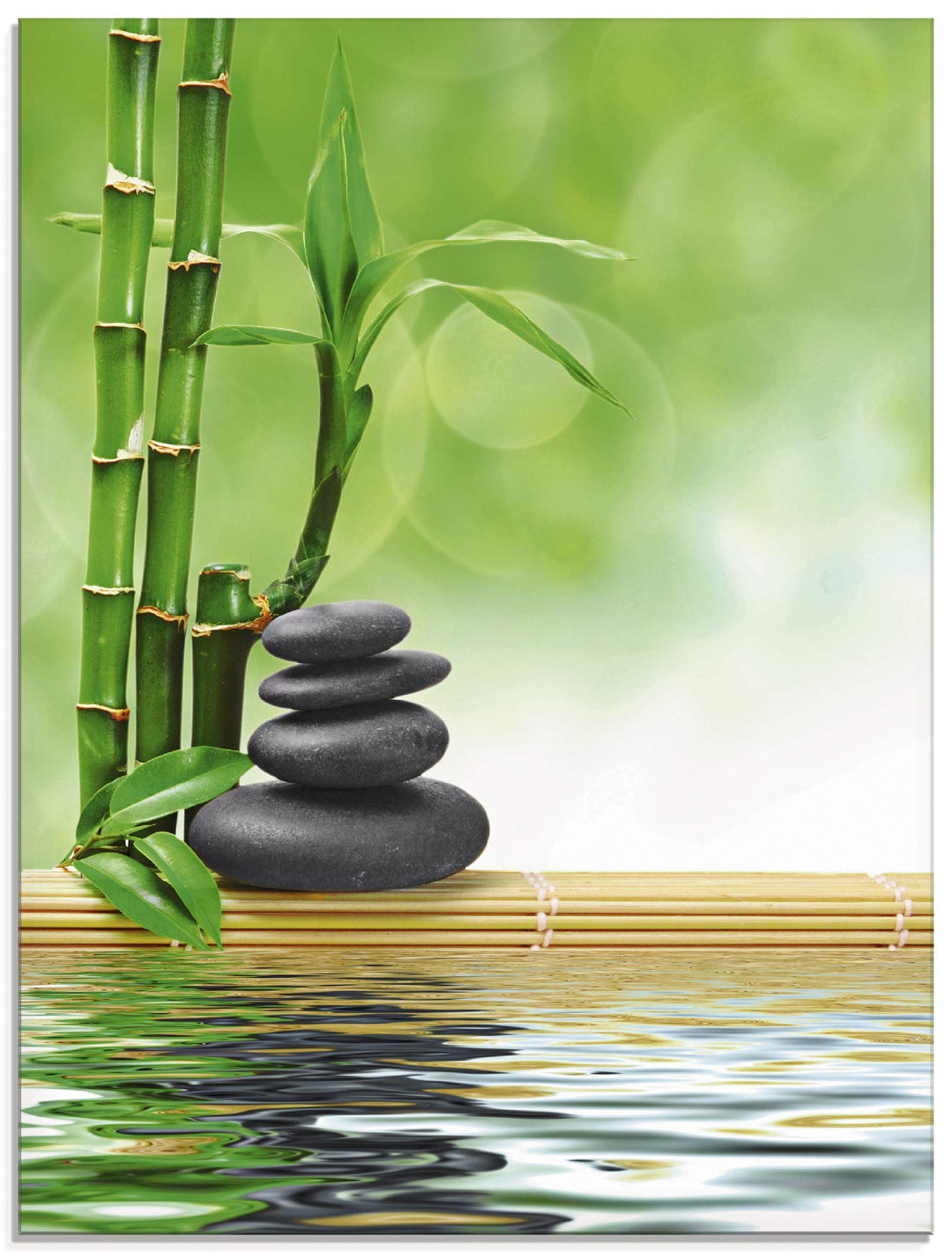 ARTland Glasbilder Wandbild Glas Bild einteilig 60x80 cm Hochformat Asien Wellness Zen Spa Steine Ba