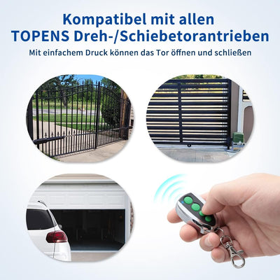 TOPENS M12 Handsender Fernbedienung 4-Kanal-Transmitter für automatischen Torantrieb Drehtorantrieb
