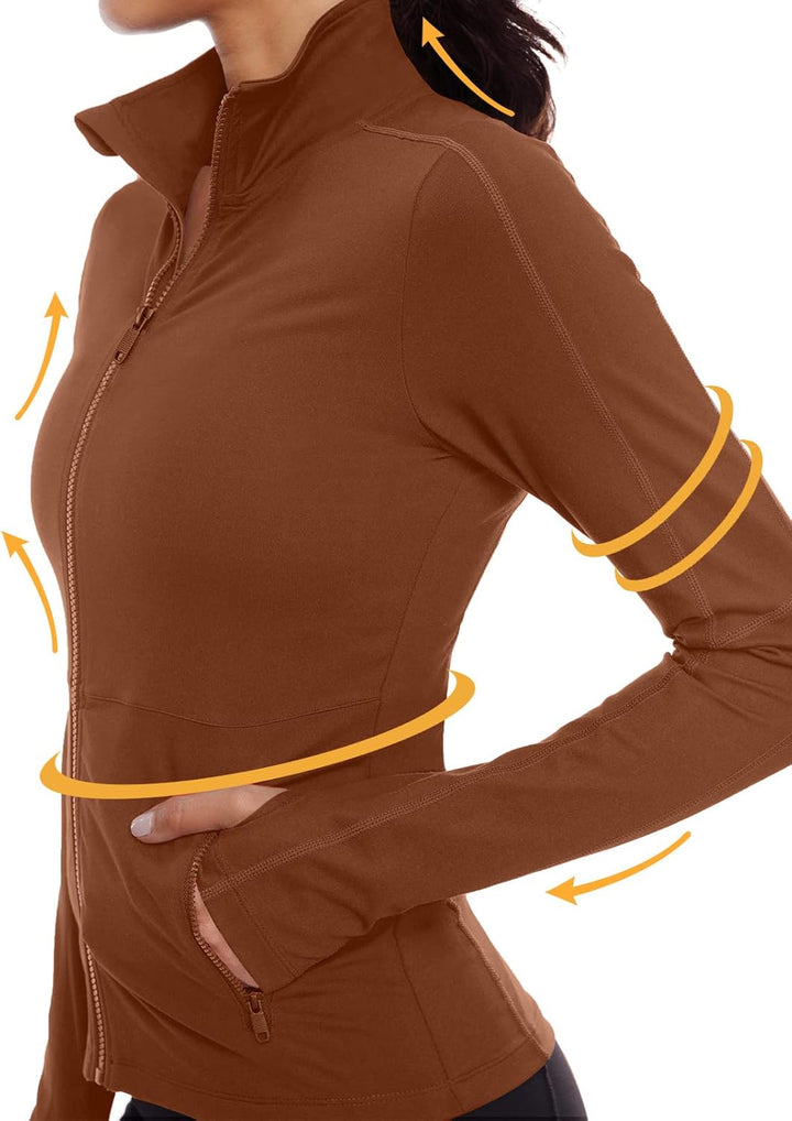 VUTRU Damen Laufjacke Hoher Kragen Leicht Sportjacke Langarm Yoga Shirt Fitness Jacke Atmungsaktive