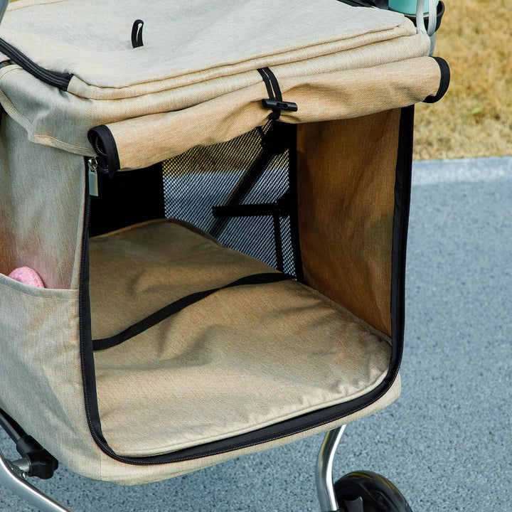 PawHut Hundewagen leicht Hundebuggy aus Aluminium klappbar für Hunde &amp; Katzen Katzenbuggy mit Kissen