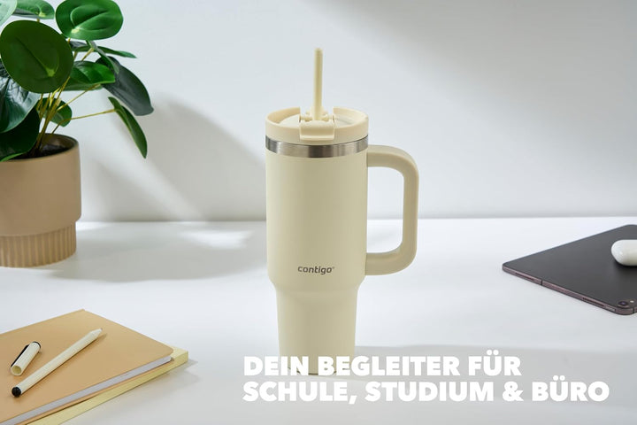 Contigo Tumbler | Thermosflasche mit Henkel und Strohhalm | 880 ml