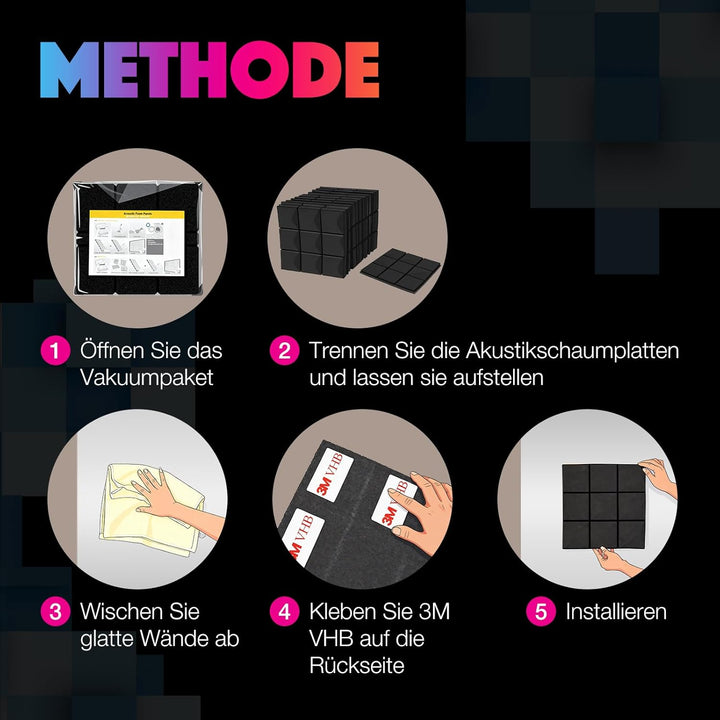 Fstop Labs 12 Stücke Schallabsorber, Dichte 35 kg/m³, 3x30x30cm, 3D Hochdichte Akustikschaumstoff, H