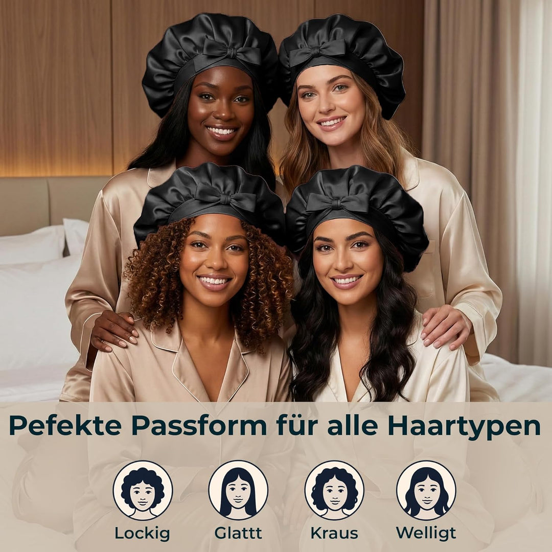 Seidenmütze – Schlafmütze aus 100% Maulbeerseide, atmungsaktive und anpassbare Schlafmützen, rutschf