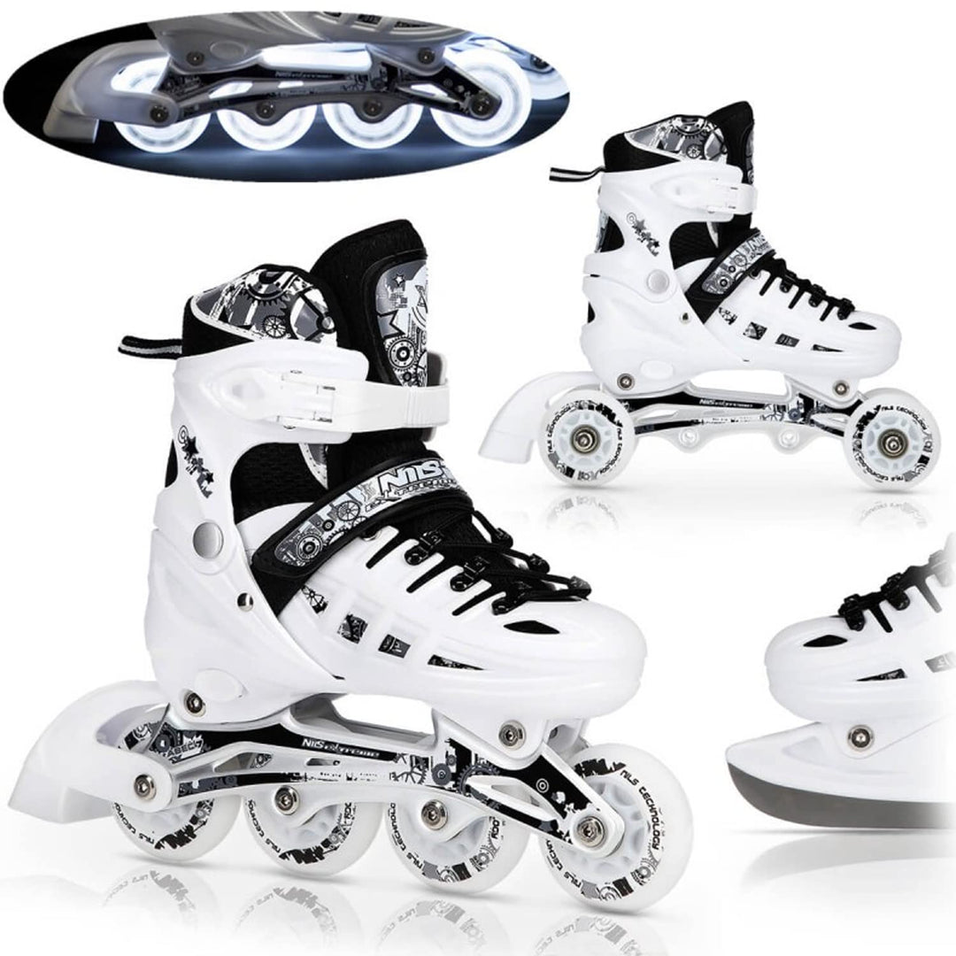 Nils Extreme Inline Skates 4in1 - Schlittschuhe Kinder - Inliner für Kinder und Erwachsene - ACEB7-L