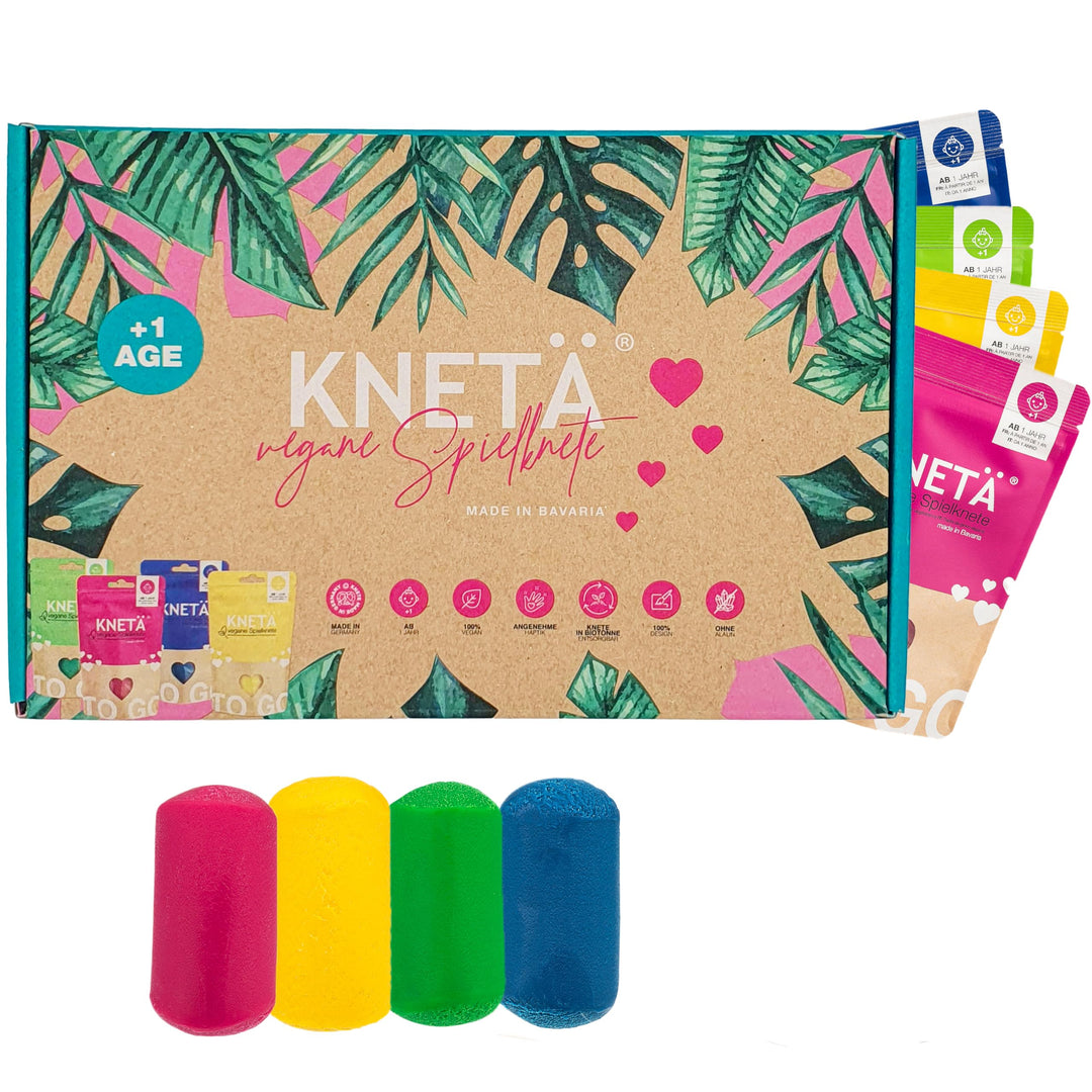 KNETÄ NEU Vegane Spielknete (Bag Sets) I Kleinkinderknete ab 1 Jahr (4er Set XL) Knet Set I Ungiftig