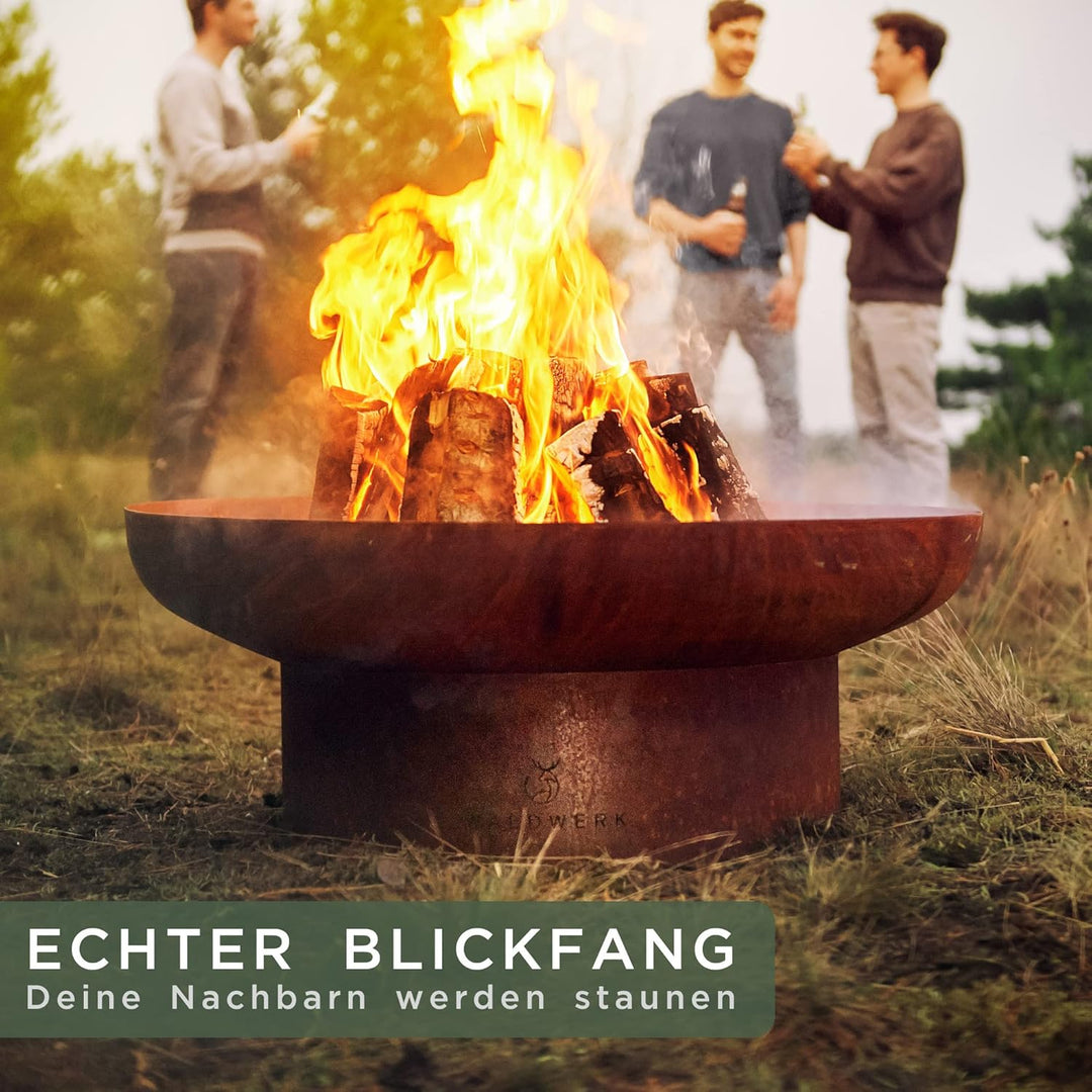 WALDWERK Design Feuerschale - Feuerschalen für den Garten - Feuerstelle aus 2mm dickem Stahl - Feuer