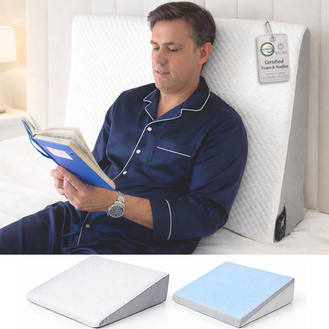 Ritalia® REFLUXKISSEN Erwachsene 90x65x20 cm zur MATRATZENERHÖHUNG mit Gel-Schaum | LESEKISSEN Bett