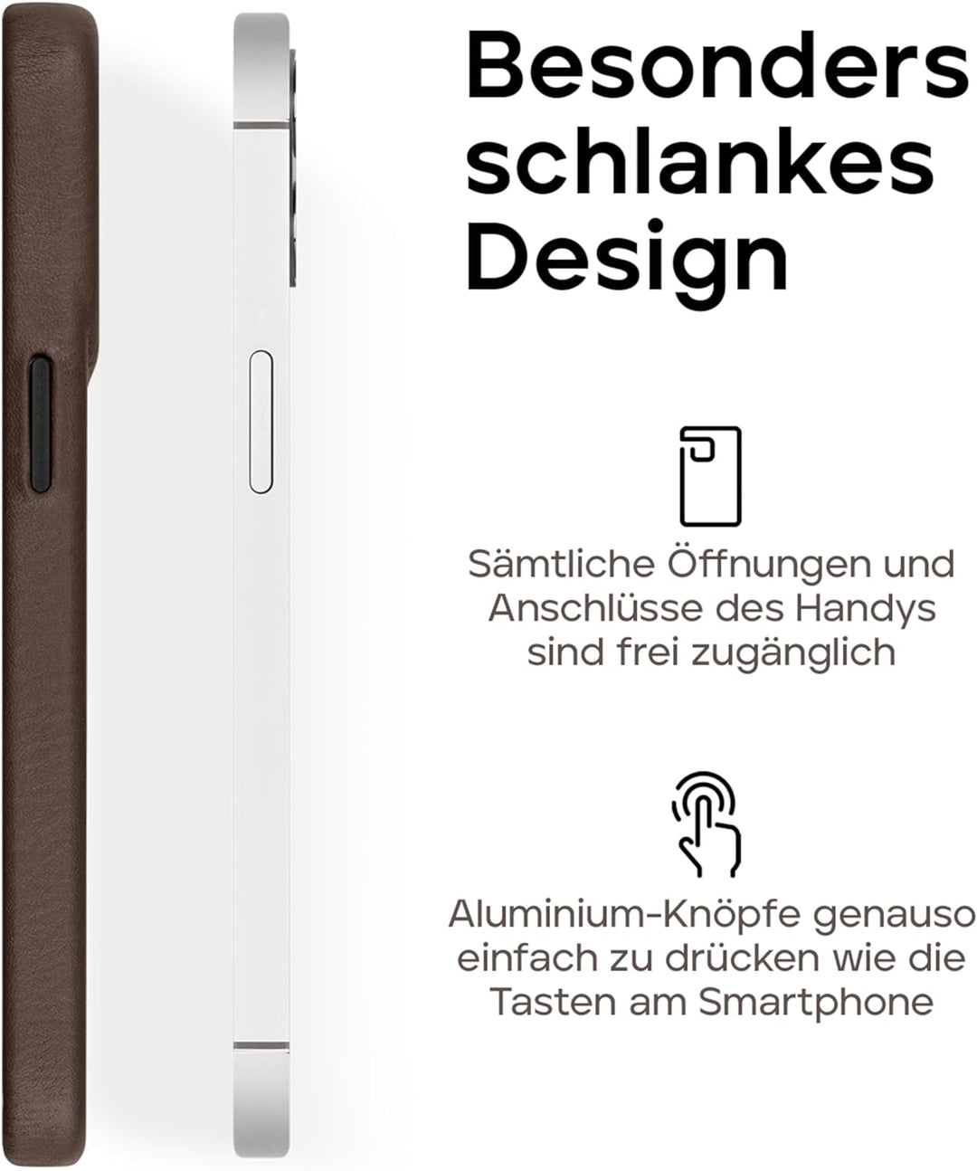 WIIUKA Hülle für iPhone 14 Pro, Leder aus Deutschland, Lederhülle extra Dünn, Premium Handyhülle, Ca