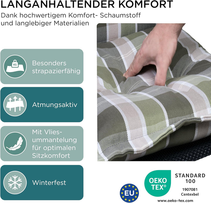 Gartenstuhlauflagen Niedriglehner I Extra Dicke Sitzauflagen I Made in EU I Stuhlauflagen für Nieder