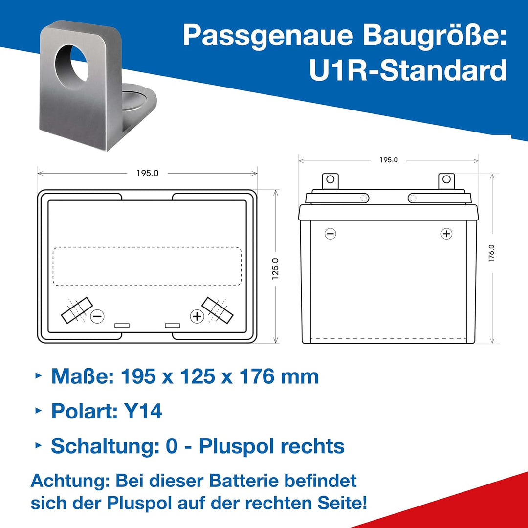 Starterbatterie für Aufsitzmäher wartungsfrei L