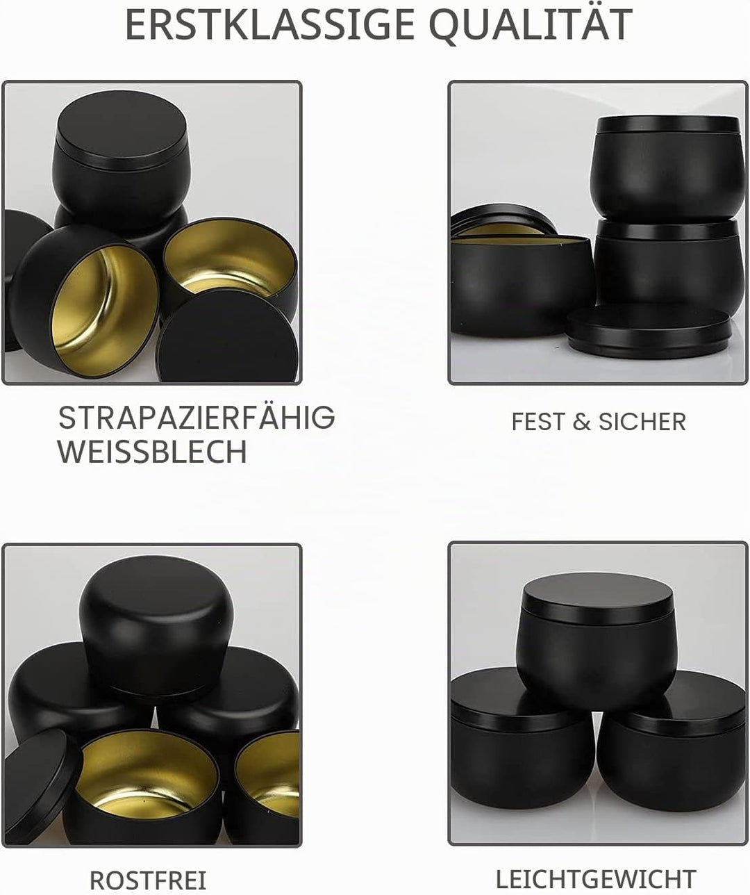 Kerzendosen aus Metall, 24 Stück, für die Kerzenherstellung, 8oz Mini-Kerzendosen DIY-Kerzenherstell