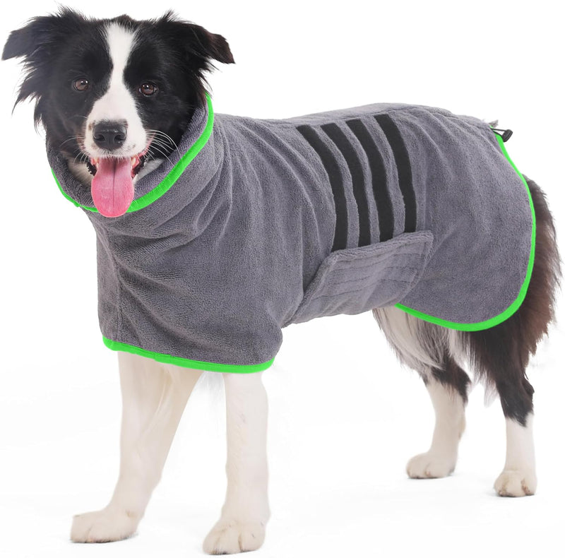 HezzLuv Bademantel für Hunde, Hundebademantel aus Mikrofaser für Mittlere Und Grosse Hunde Grau Bade