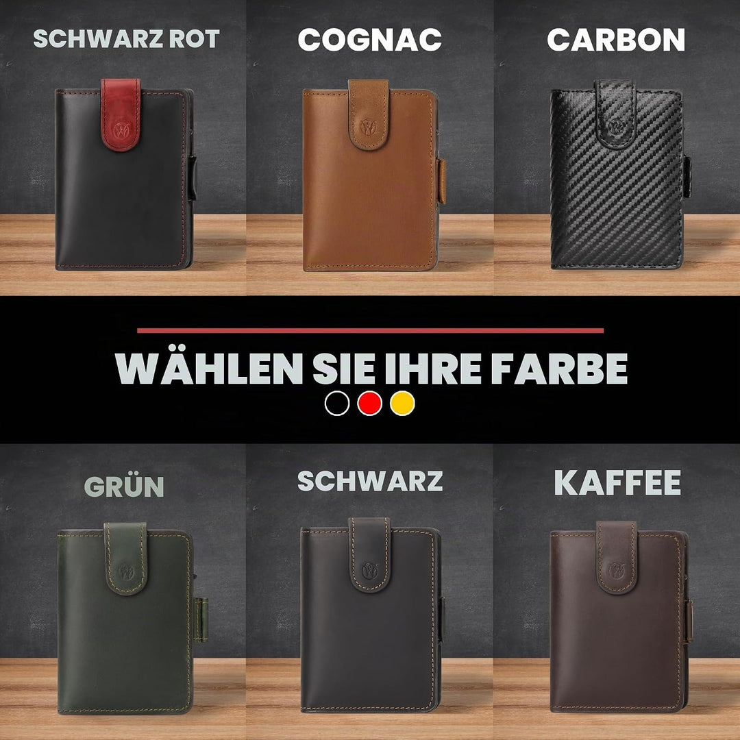 WillFire® MagFlap | Geldbörse Herren | Extra Schlüsselanhänger | Leder Kartenetui für 10-12 Karten |