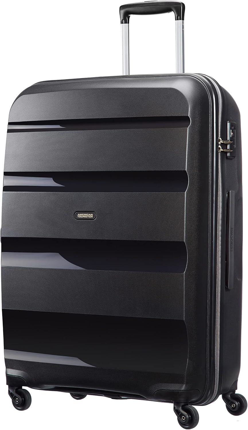 American Tourister Bon AIR Spinner L Koffer 75 cm schwarz mit Kofferanhängern, black Schwarz L (75 c