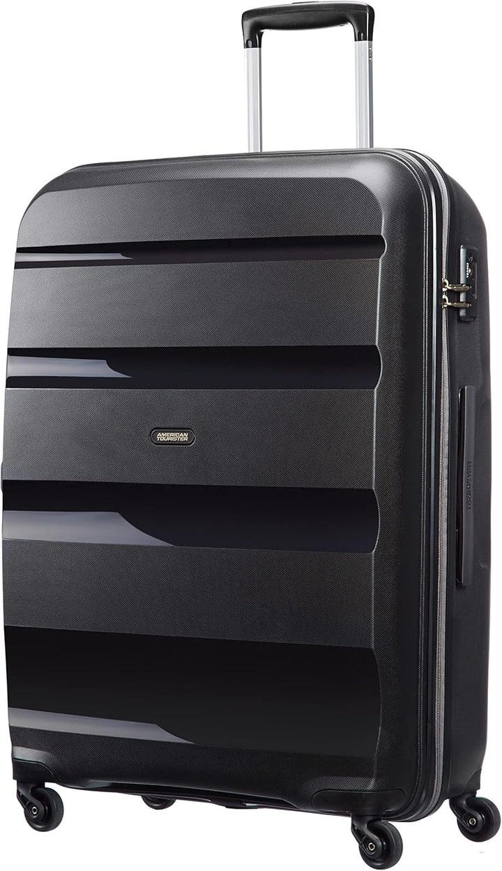 American Tourister Bon AIR Spinner L Koffer 75 cm schwarz mit Kofferanhängern, black Schwarz L (75 c
