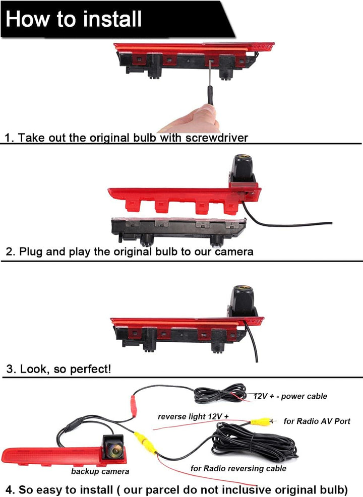 Auto Drittes Dach Original-Bremslicht-Rückfahrkamera, Ersatz für VW T5 Multivan T6 Caravelle Heckkla