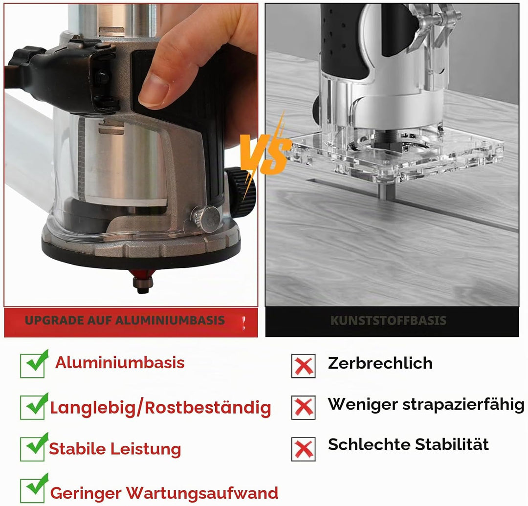 Kabelloser Power-Router kompatibel mit Milwaukee M18 18 V Akku, Aluminium-Basis, 800 W 30000 U/min b