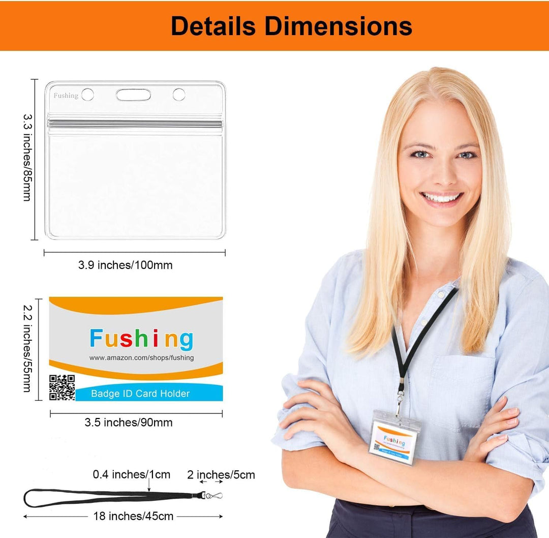 Fushing 50pcs étiquettes de protection en plastique transparent en forme de carte d'identité, porte-