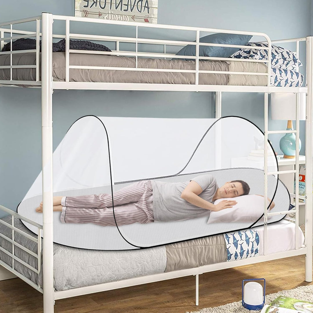 Faltbares Moskitonetz für Camping Pop Up - Tragbares Reise Mückennetz Bett mit Reisenetzzelt, Einzel