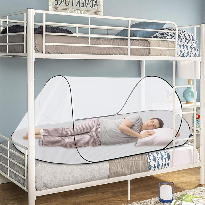 Faltbares Moskitonetz für Camping Pop Up - Tragbares Reise Mückennetz Bett mit Reisenetzzelt, Einzel