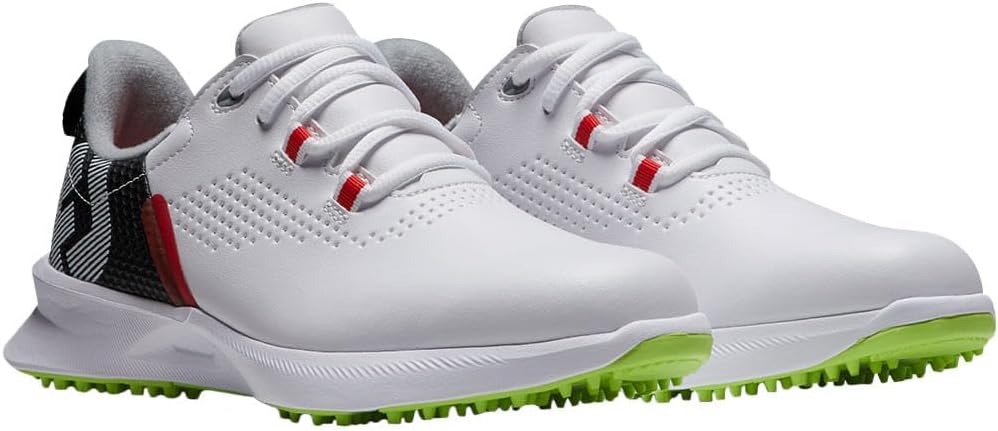 FootJoy Unisex-Jugendliche Junior Fuels Golfschuhe 4 UK Medium Weiss Schwarz Limette, 4 UK Medium We