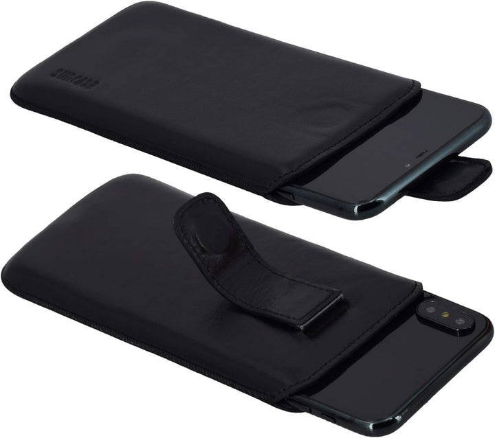Suncase ECHT Ledertasche Leder Etui *Slim-Edition* für Swissvoice G50 Leder Hülle Handytasche (mit R