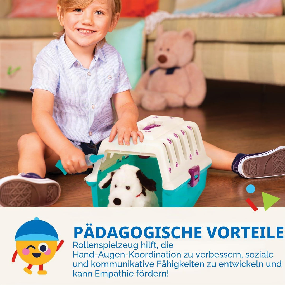 Battat BT2538Z – Tierarztkoffer mit Dalmatiner –Tierarzt Hundekäfig Spielzeug mit Transportkäfig und