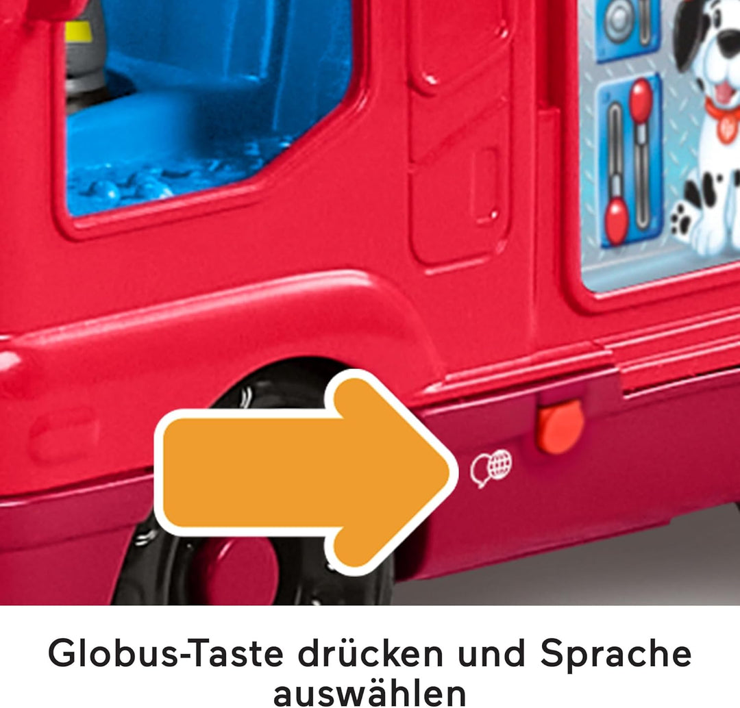 Fisher-Price Little People Spielzeug-Feuerwehrauto zum Schieben für Kleinkinder, mit Musik und 2 Fig