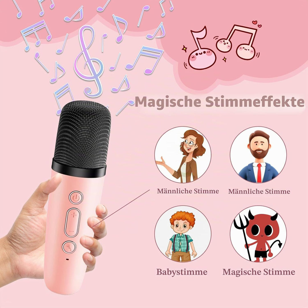 Karaoke für Kinder, Karaoke mit Mikrofon, Bluetooth-Mikrofon mit 2 Mikrofonen, tragbares Karaoke-Mik