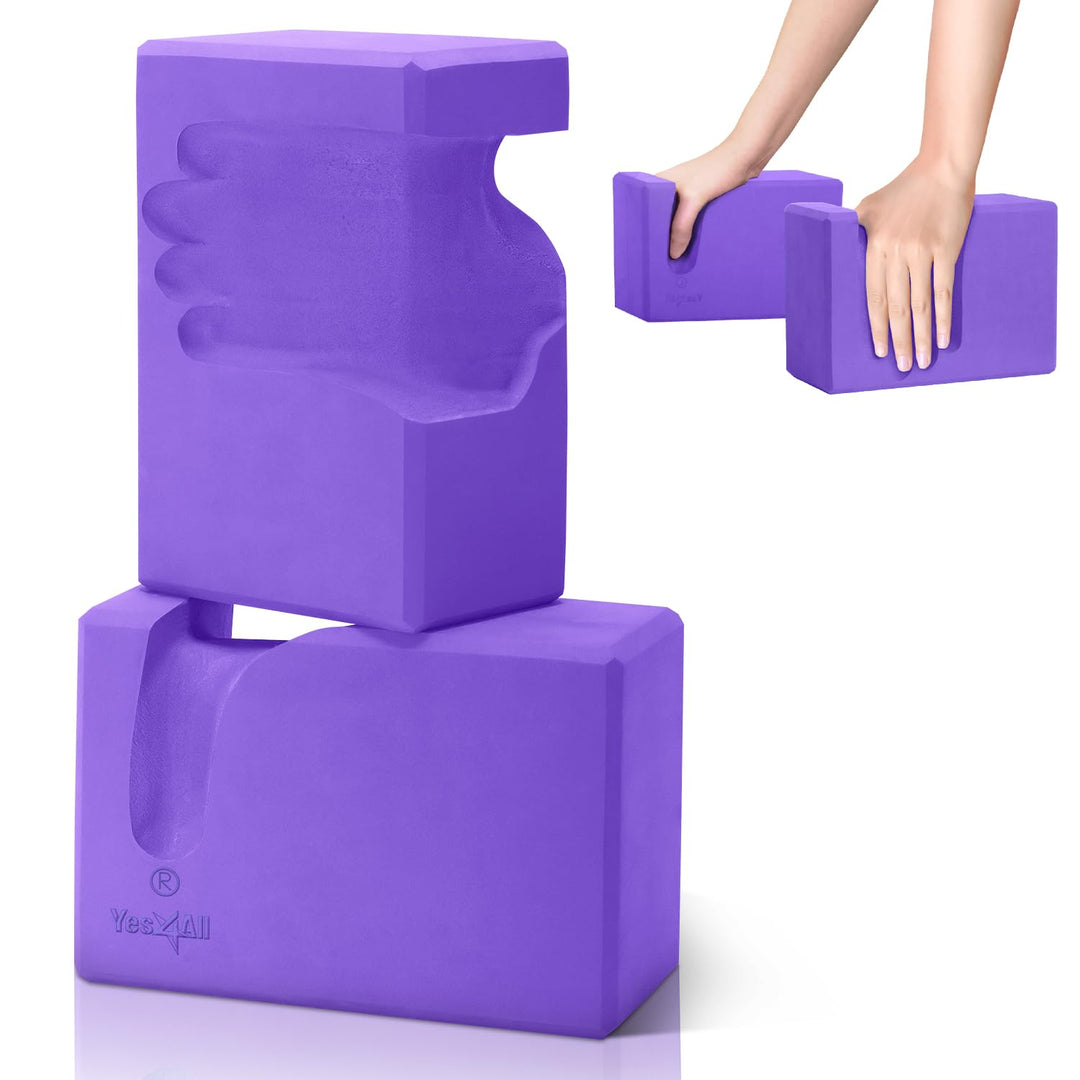 Yes4All Yoga Blocks 2 Pack Wrist Support, Comfort, and Grip Strength, EVA Foam Blocks Pilates Yoga B