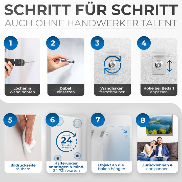 PEARWAY™ - Alu Dibond und Acrylglas Aufhängung - [10er Set] - extra starker 3M Kleber - bis zu 8kg -
