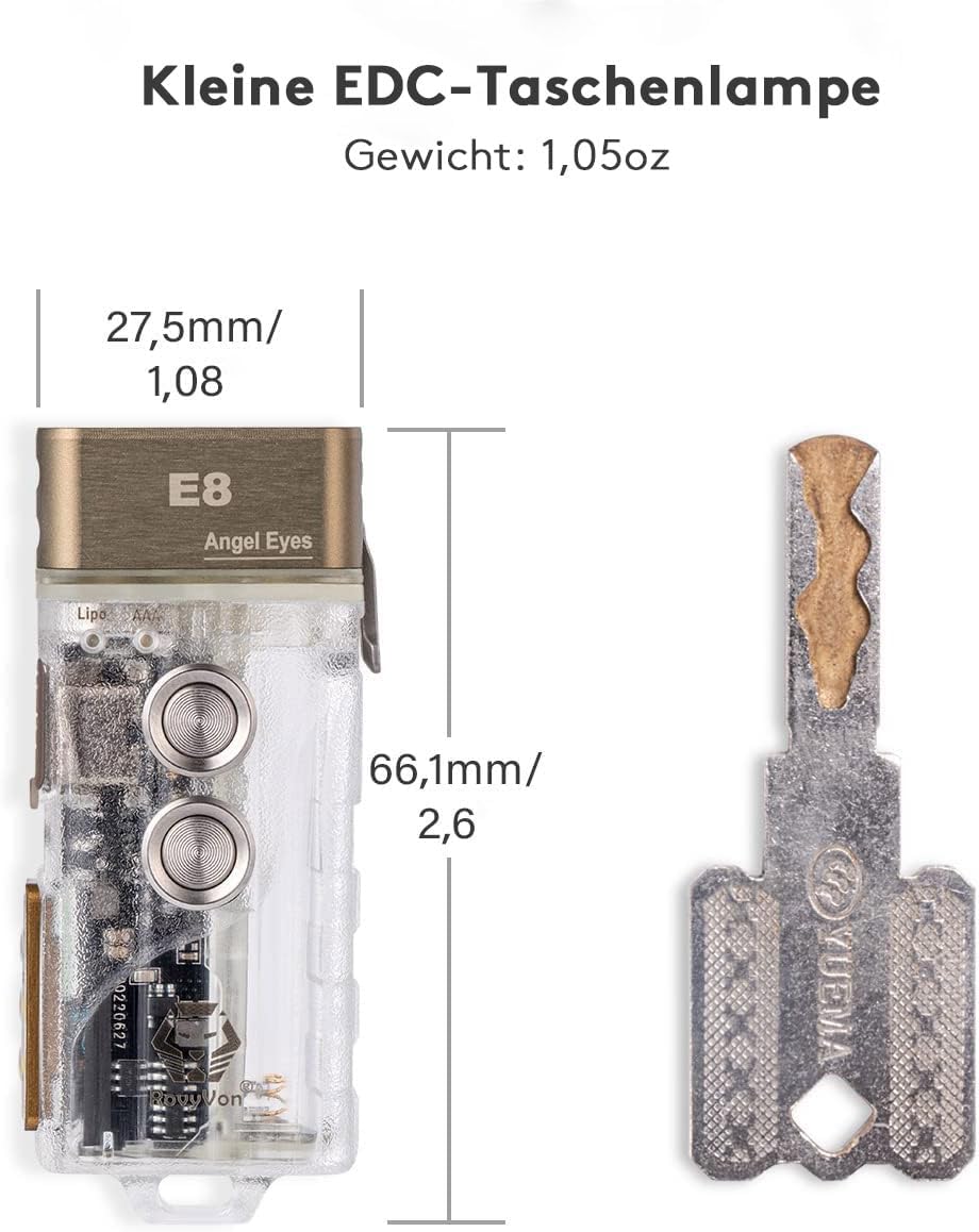 RovyVon E8 EDC Taschenlampe USB C Wiederaufladbar, Multifunktions Taschenlampe 4000K Hoher CRI, 500