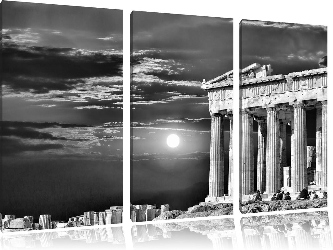 Pixxprint Tempel der Athene als Leinwandbild/Grösse: 3 Teilig (120x80) cm/Wandbild/Kunstdruck/fertig