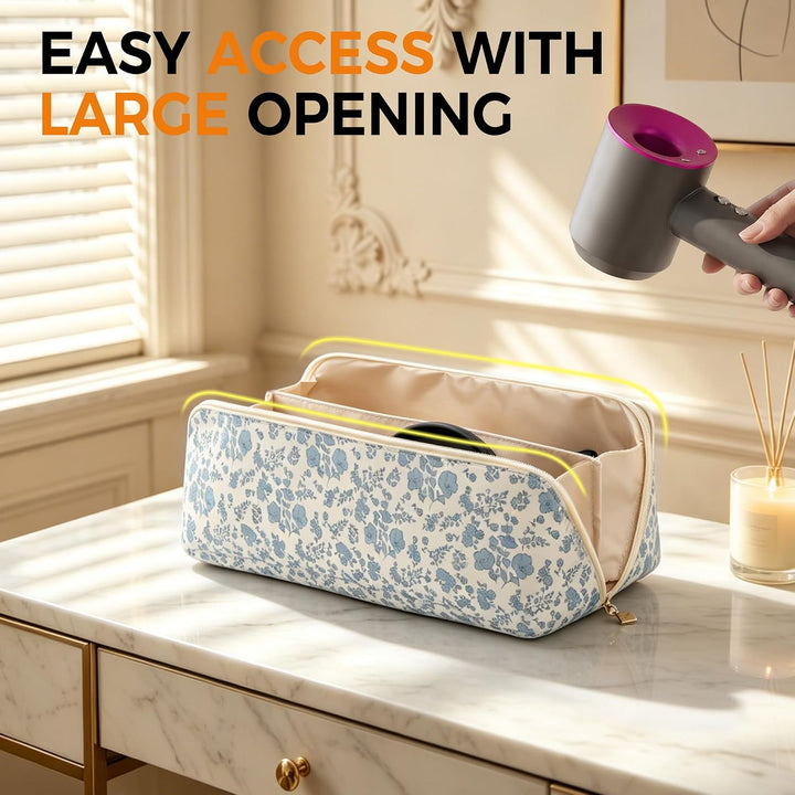 Reise Tasche für Dyson Airwrap Styler/Shark Flexstyle,Blumen Blau | Tragbare Reisen Lagerung Aufbewa