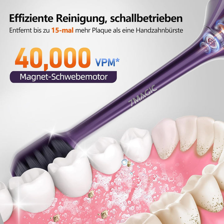 Elektrische Zahnbürste, Schallzahnbürste, Zahnbürste Mit 180 Tagen Akkulaufzeit Und Timer, 3 Intensi