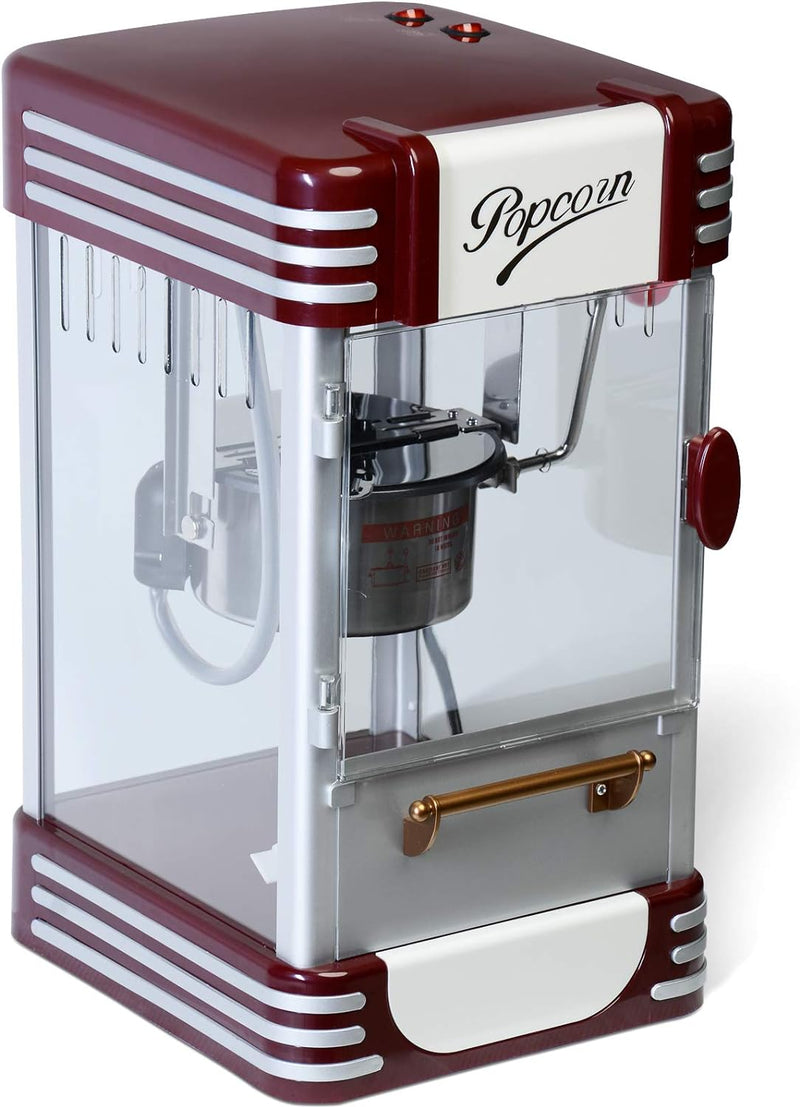 Jago® Popcornmaschine Retro - 60L/h, 200g/10min, Edelstahl Topf, für salziges Popcorn - 50er Jahre L