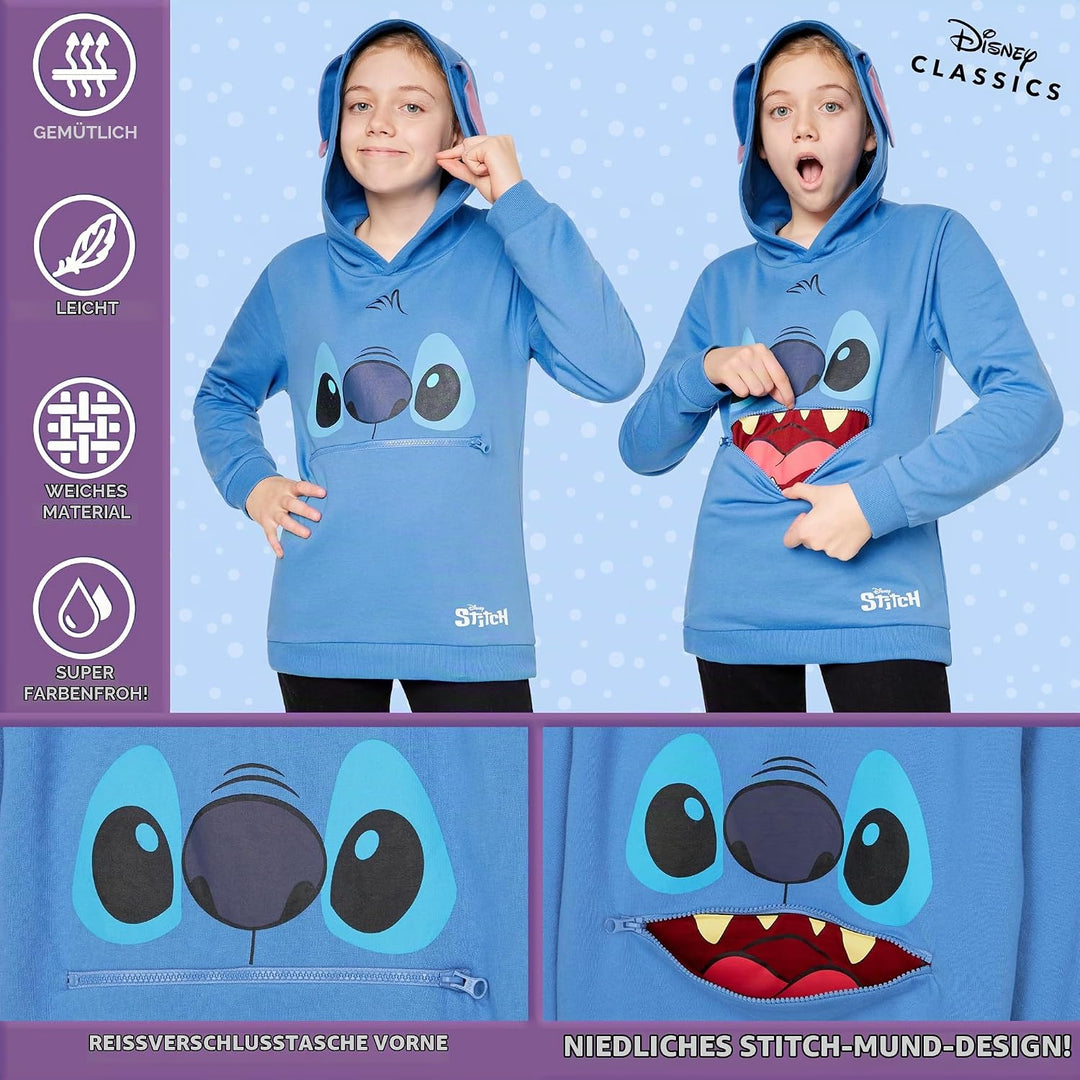 Disney Stitch Pullover Mädchen, Warm, Weich &amp; Trendy, Hoodie Kapuzenpullover für Kinder, Geschenke f
