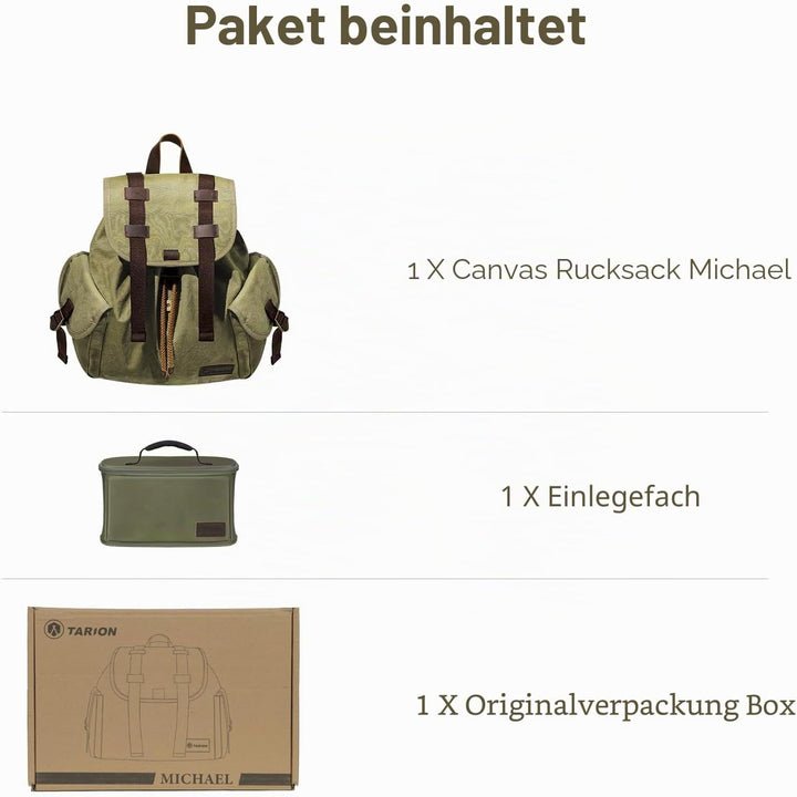 TARION Unisex Michael Kamerarucksack (1er Pack) M Grün, M Grün