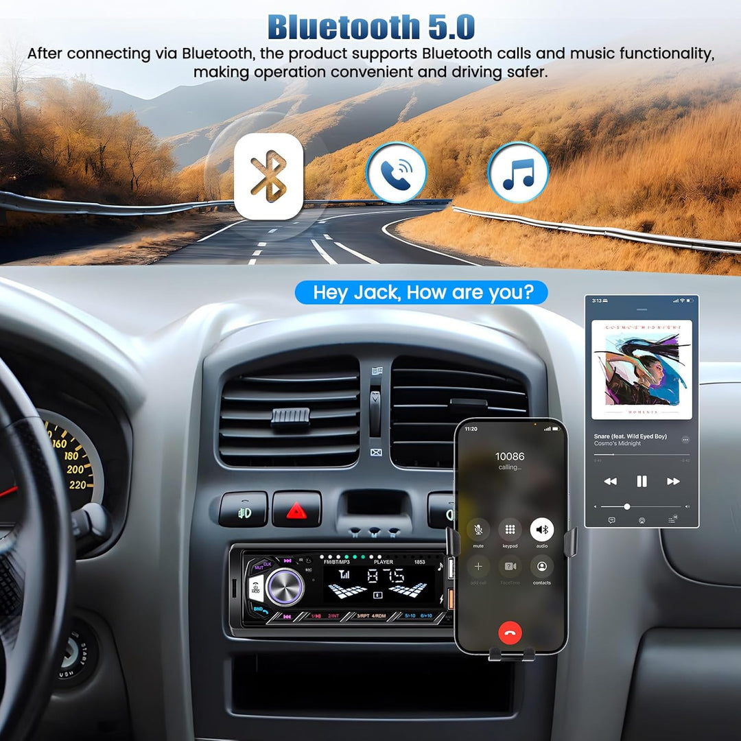 SIXTOP 1Din Autoradio Bluetooth Freisprecheinrichtung, 1Din Radio mit FM Radio, MP3 Player unterstüt