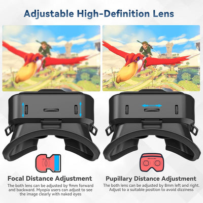 OIVO Switch VR Brille kompatibel mit Nintendo Switch/Switch OLED mit einstellbaren HD-Linsen, VR-Bri