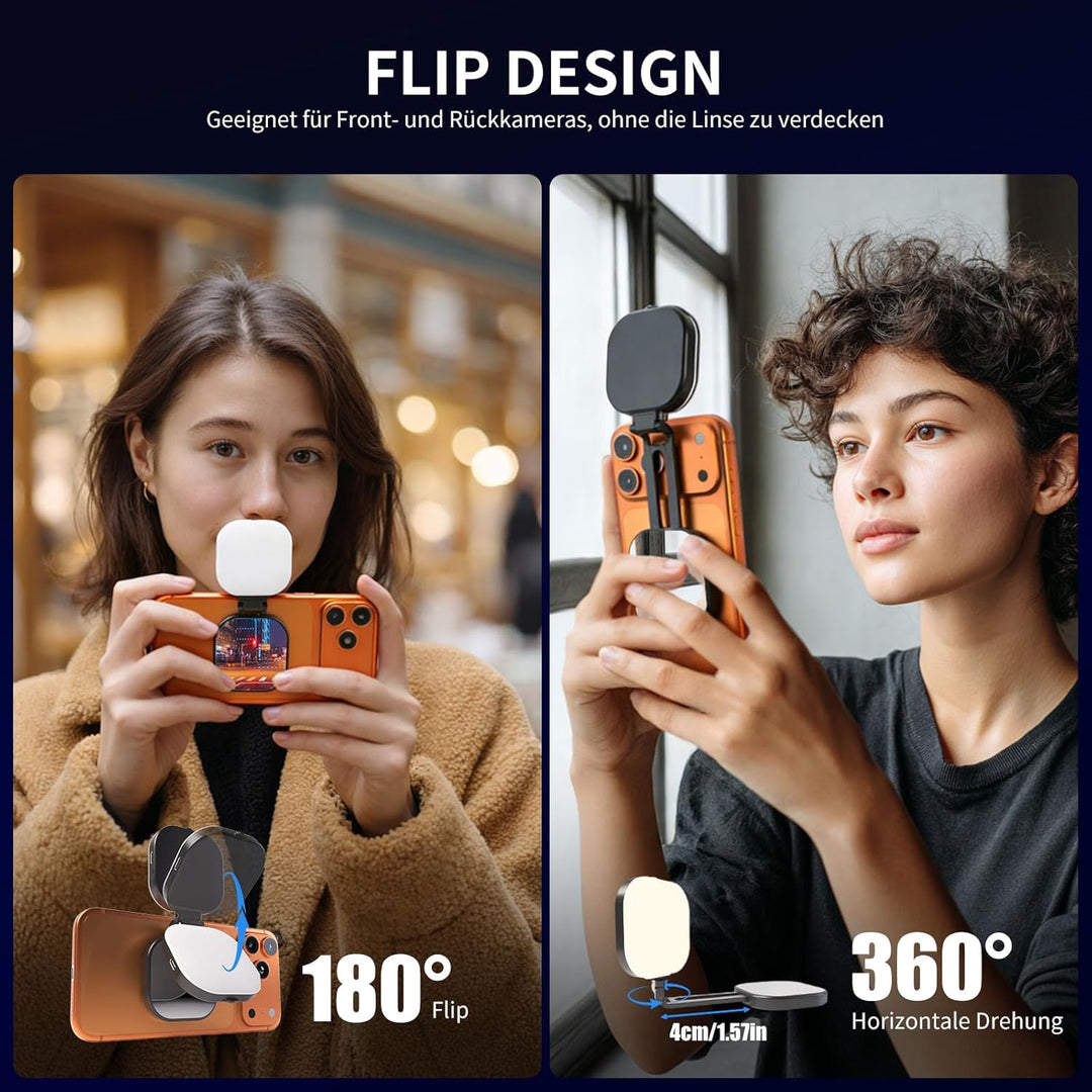 Ringlicht Handy, Magnetische Selfie Licht mit 2900K-7000K 3 Lichtmodi und Verstellbar Helligkeiten,
